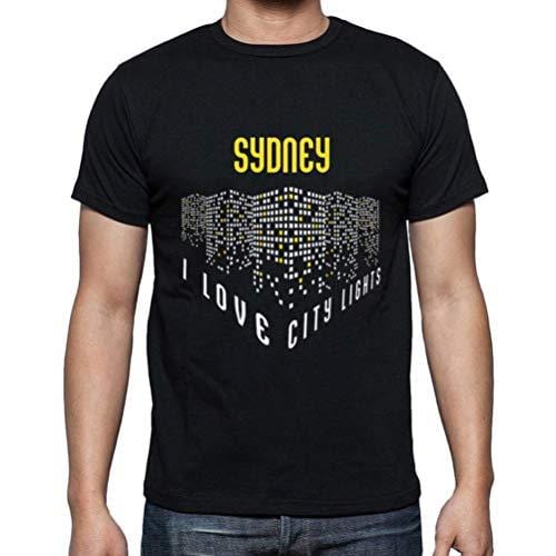 Ultrabasic - Homme T-Shirt Graphique J'aime Sydney Lumières Noir Profond
