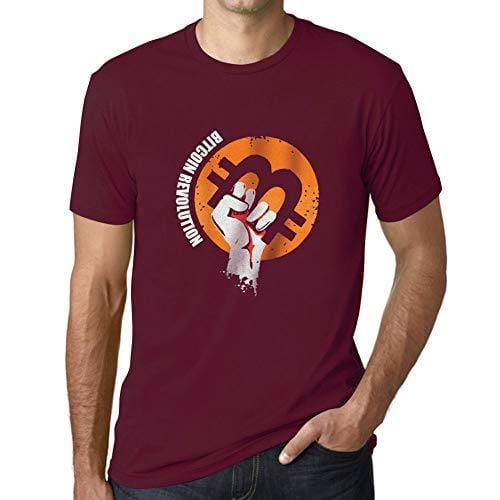 Ultrabasic - Homme T-Shirt Révolution Bitcoin T-Shirt HODL BTC Crypto Commerçants Cadeau Imprimé Tée-Shirt Bordeaux