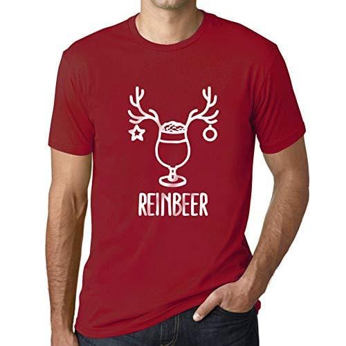 Ultrabasic - Graphique Homme Reinbeer T-Shirt Cadeau Imprimé Tée-Shirt Rouge Tango