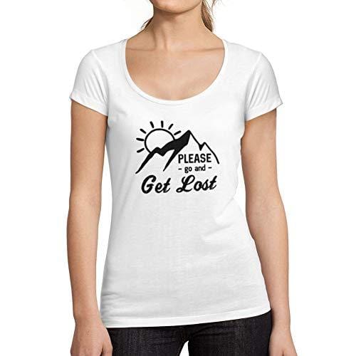 Ultrabasic - Tee-Shirt Femme col Rond Décolleté Go and Get Lost Blanc