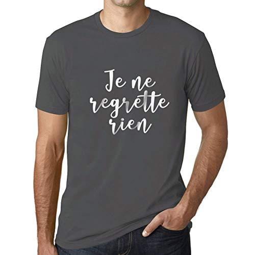 Ultrabasic - Homme T-Shirt Graphique Je Ne Regrette Rien Gris Souris