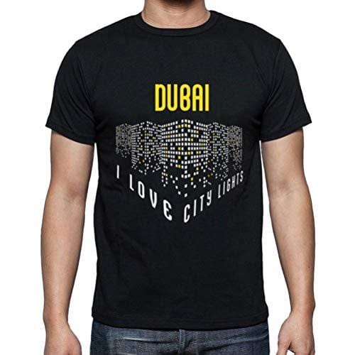 Ultrabasic - Homme T-Shirt Graphique J'aime Dubai Lumières Noir Profond