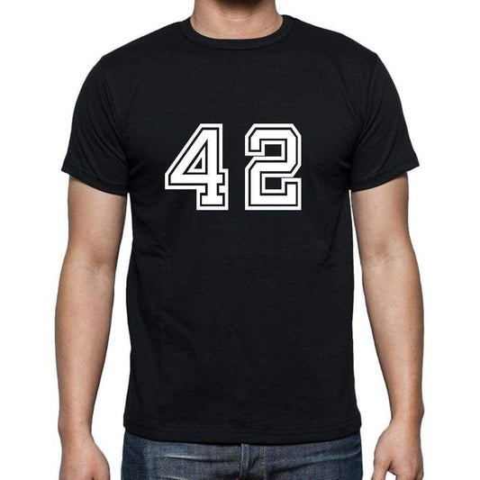 42 Numbers Black Mens Short Sleeve Round Neck T-Shirt 00116 - Casual