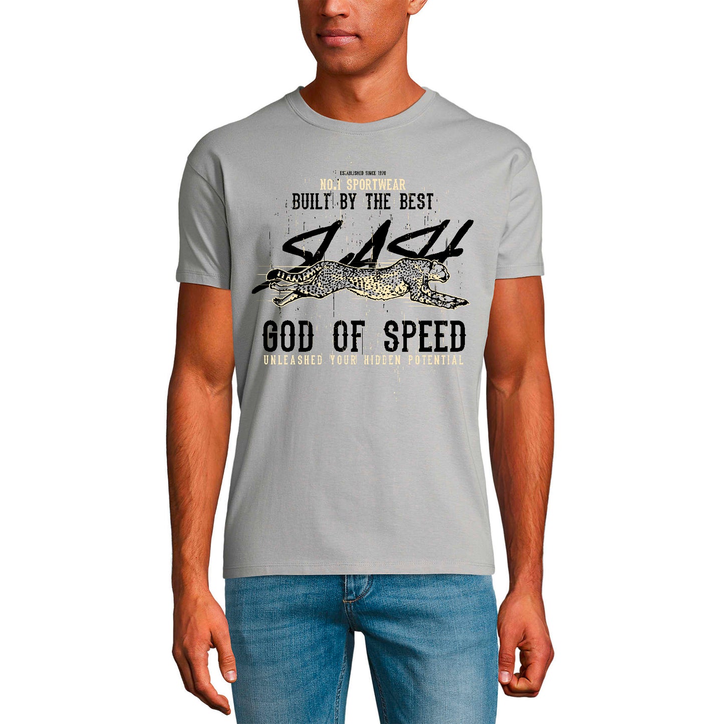 ULTRABASIC Men's Graphic T-Shirt God of Speed Slash - Ceetah Shirt for Men