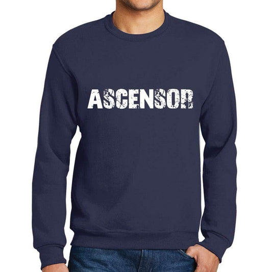 Ultrabasic Homme Imprimé Graphique Sweat-Shirt Popular Words ASCENSOR French Marine