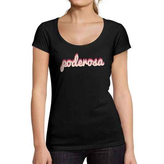 Ultrabasic - Tee-Shirt Femme col Rond Décolleté Powerful Noir Profond