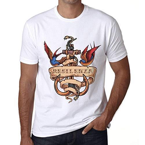 Ultrabasic - Homme T-Shirt Graphique Anchor Tattoo RESILENZA Blanc