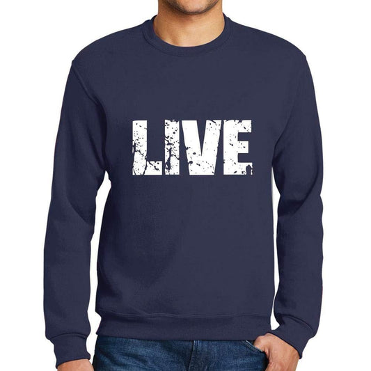 Ultrabasic Homme Imprimé Graphique Sweat-Shirt Popular Words Live French Marine