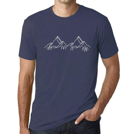 Ultrabasic - Homme Graphique Les Montagnes T-Shirt Imprimé Lettres Denim