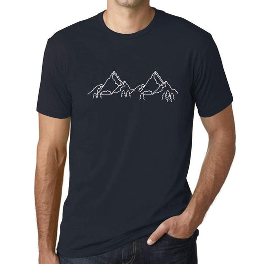 Ultrabasic - Homme Graphique Les Montagnes T-Shirt Imprimé Lettres Marine