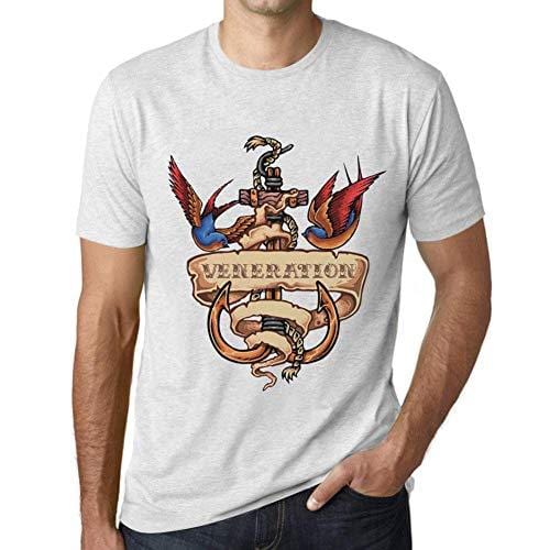 Ultrabasic - Homme T-Shirt Graphique Anchor Tattoo Veneration Blanc Chiné