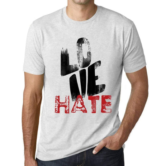 Ultrabasic - Homme T-Shirt Graphique Love Hate Blanc Chiné