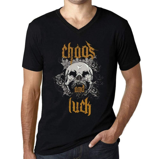 Ultrabasic - Homme Graphique Col V Tee Shirt Chaos and Luck Noir Profond