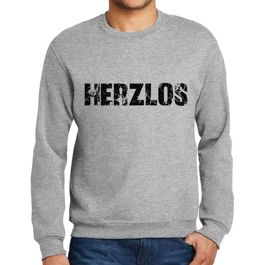 Ultrabasic Homme Imprimé Graphique Sweat-Shirt Popular Words HERZLOS Gris Chiné