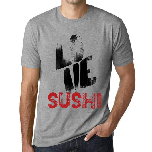 Ultrabasic - Homme T-Shirt Graphique Love Sushi Gris Chiné