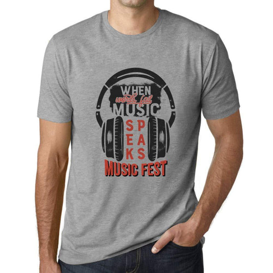 Ultrabasic Homme T-Shirt Graphique When Words Fail Music Speaks Gris Chiné