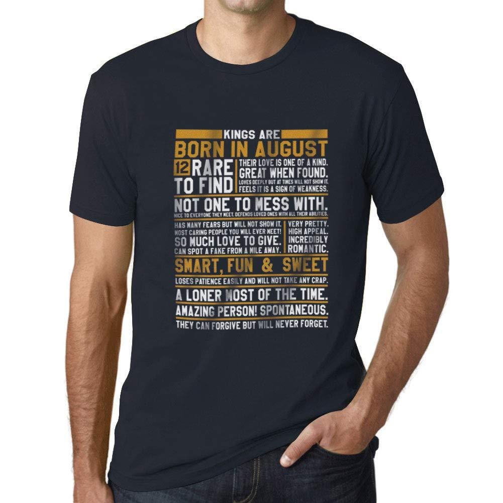 Ultrabasic - Homme T-Shirt Graphique Les Rois sont Nés en Août Imprimé T-Shirt Marine