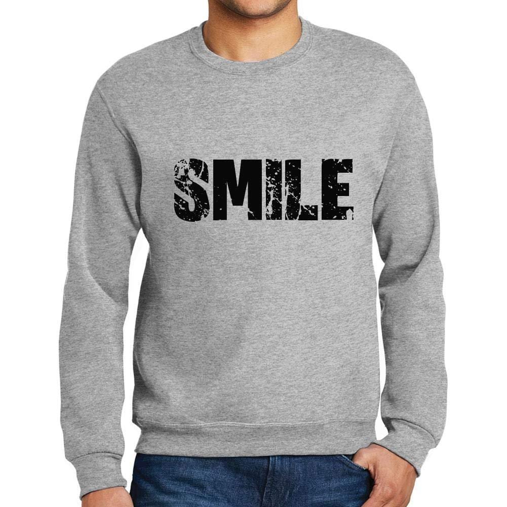 Ultrabasic Homme Imprimé Graphique Sweat-Shirt Popular Words Smile Gris Chiné