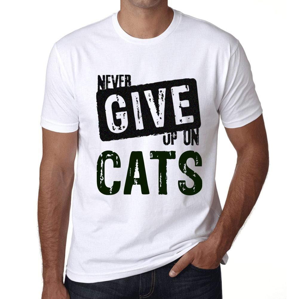 Ultrabasic Homme T-Shirt Graphique Never Give Up on Cats Blanc