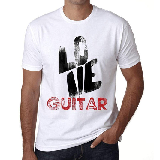Ultrabasic - Homme T-Shirt Graphique Love Guitar Blanc