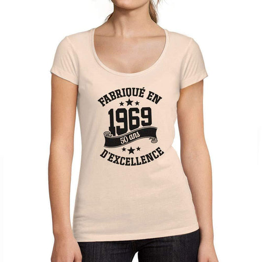 Ultrabasic - Tee-Shirt Femme col Rond Décolleté Fabriqué en 1969, 50 Ans d'être Génial T-Shirt Rose Crémeux