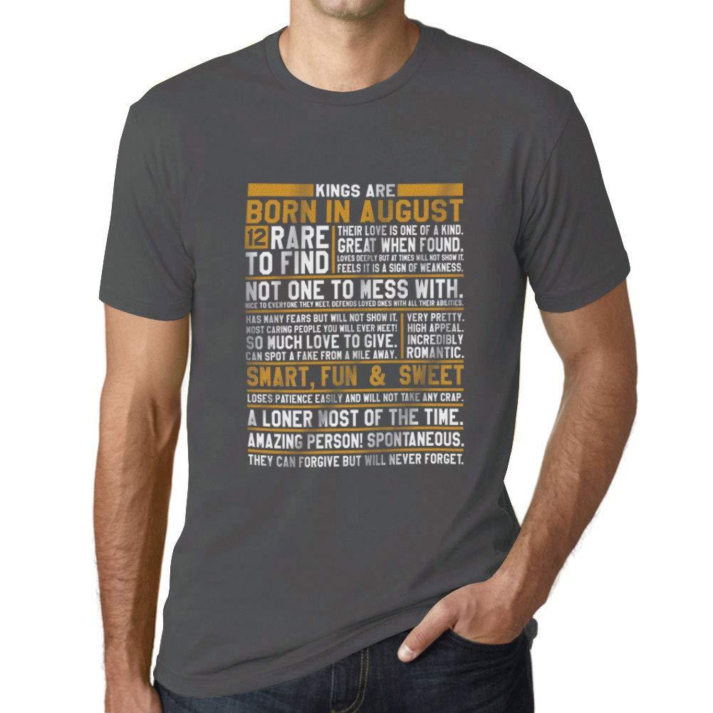 Ultrabasic - Homme T-Shirt Graphique Les Rois sont Nés en Août Imprimé T-Shirt Gris Souris