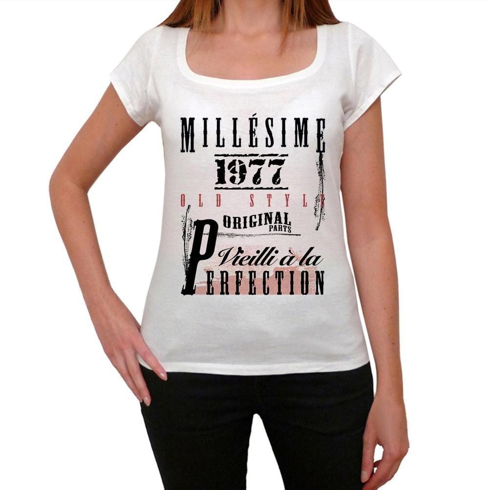 1977, T-shirt femme, manches courtes, cadeaux,anniversaire, blanc