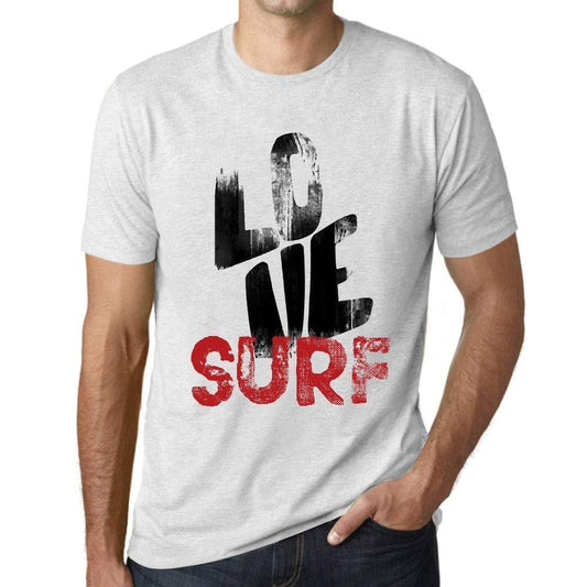 Ultrabasic - Homme T-Shirt Graphique Love Surf Blanc Chiné