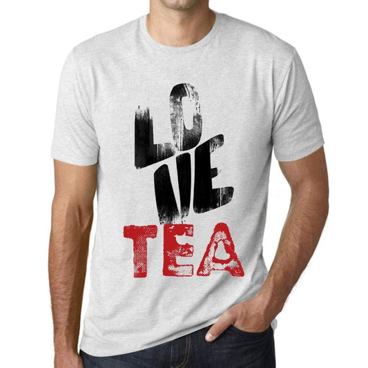 Ultrabasic - Homme T-Shirt Graphique Love Tea Blanc Chiné
