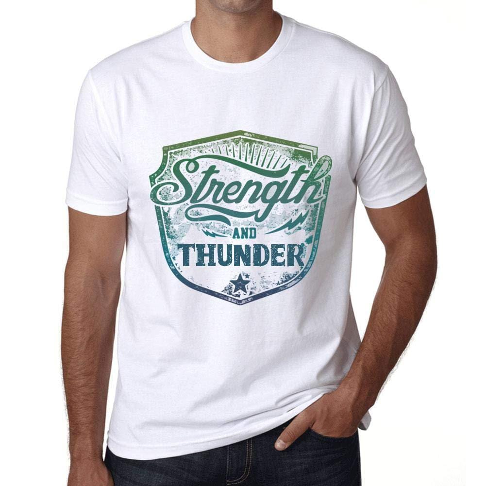 Homme T-Shirt Graphique Imprimé Vintage Tee Strength and Thunder Blanc