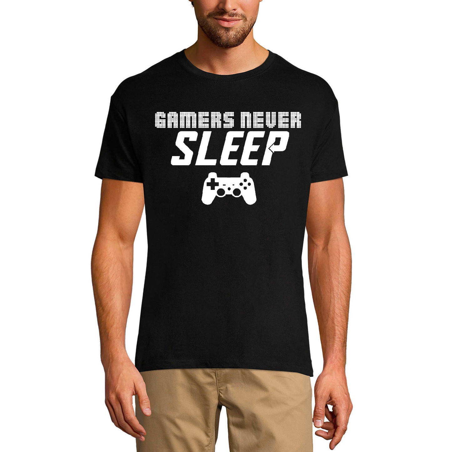 ULTRABASIC Men's Gaming T-Shirt - Gamers Never Sleep - Funny Saying Joke Shirt