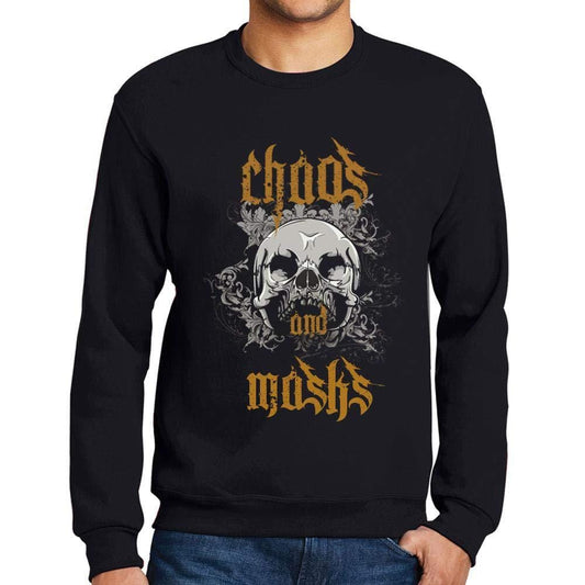 Ultrabasic - Homme Imprimé Graphique Sweat-Shirt Chaos and Masks Noir Profond