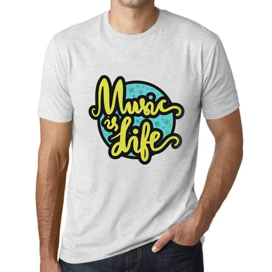 Ultrabasic Homme T-Shirt Graphique Music is Life Blanc Chiné