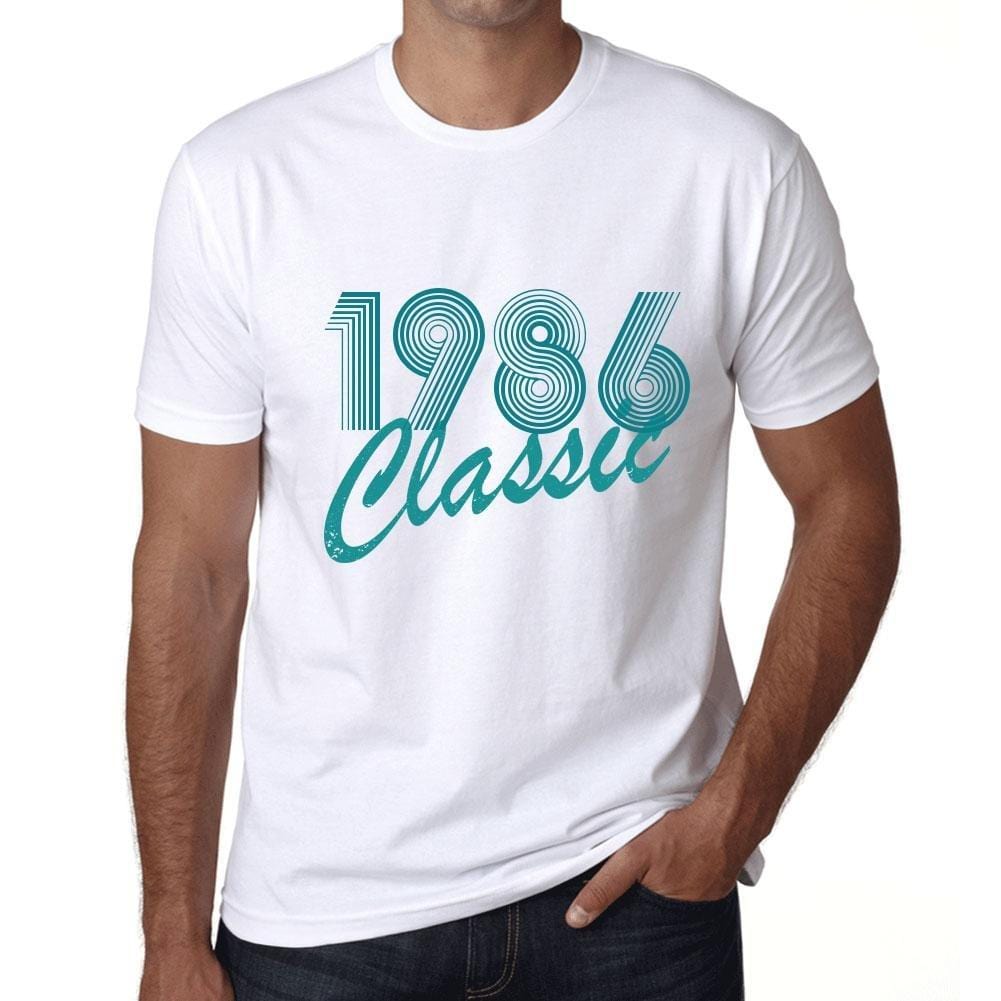 Ultrabasic - Homme T-Shirt Graphique Years Lines Classic 1986 Blanc