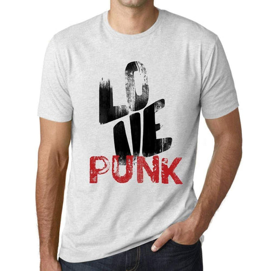 Ultrabasic - Homme T-Shirt Graphique Love Punk Blanc Chiné