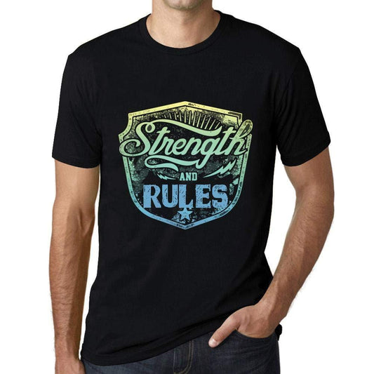 Homme T-Shirt Graphique Imprimé Vintage Tee Strength and Rules Noir Profond
