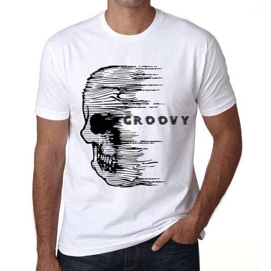 Homme T-Shirt Graphique Imprimé Vintage Tee Anxiety Skull Groovy Blanc