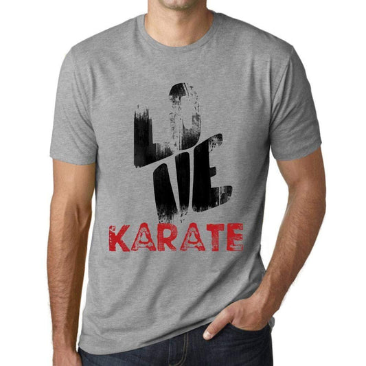 Ultrabasic - Homme T-Shirt Graphique Love Karate Gris Chiné