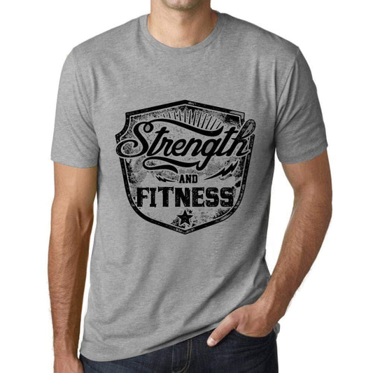 Homme T-Shirt Graphique Imprimé Vintage Tee Strength and Fitness Gris Chiné