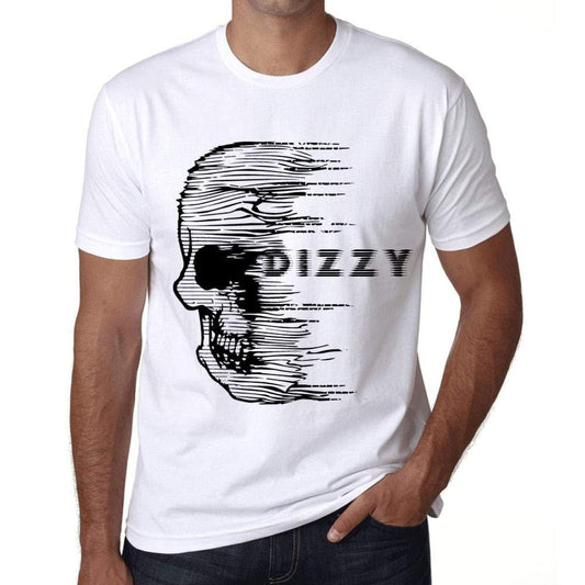 Homme T-Shirt Graphique Imprimé Vintage Tee Anxiety Skull Dizzy Blanc