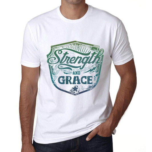 Homme T-Shirt Graphique Imprimé Vintage Tee Strength and Grace Blanc