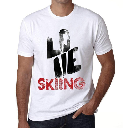 Ultrabasic - Homme T-Shirt Graphique Love Skiing Blanc