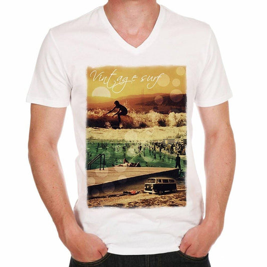 Vintage Surf Beach H T-Shirt,Cadeau,Homme,Blanc,t Shirt Homme