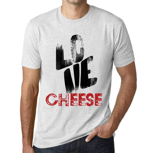 Ultrabasic - Homme T-Shirt Graphique Love Cheese Blanc Chiné
