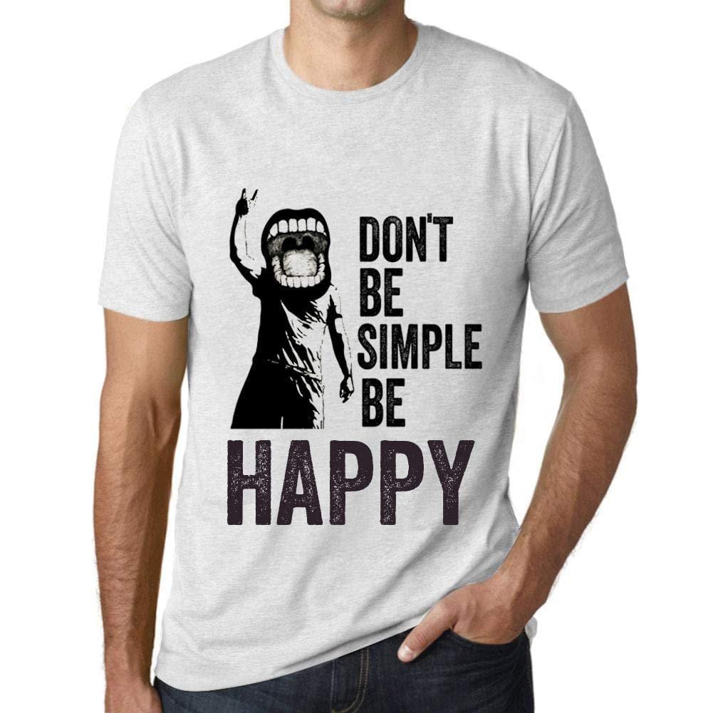Ultrabasic Homme T-Shirt Graphique Don't Be Simple Be Happy Blanc Chiné