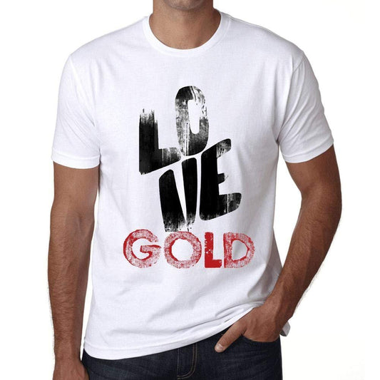 Ultrabasic - Homme T-Shirt Graphique Love Gold Blanc