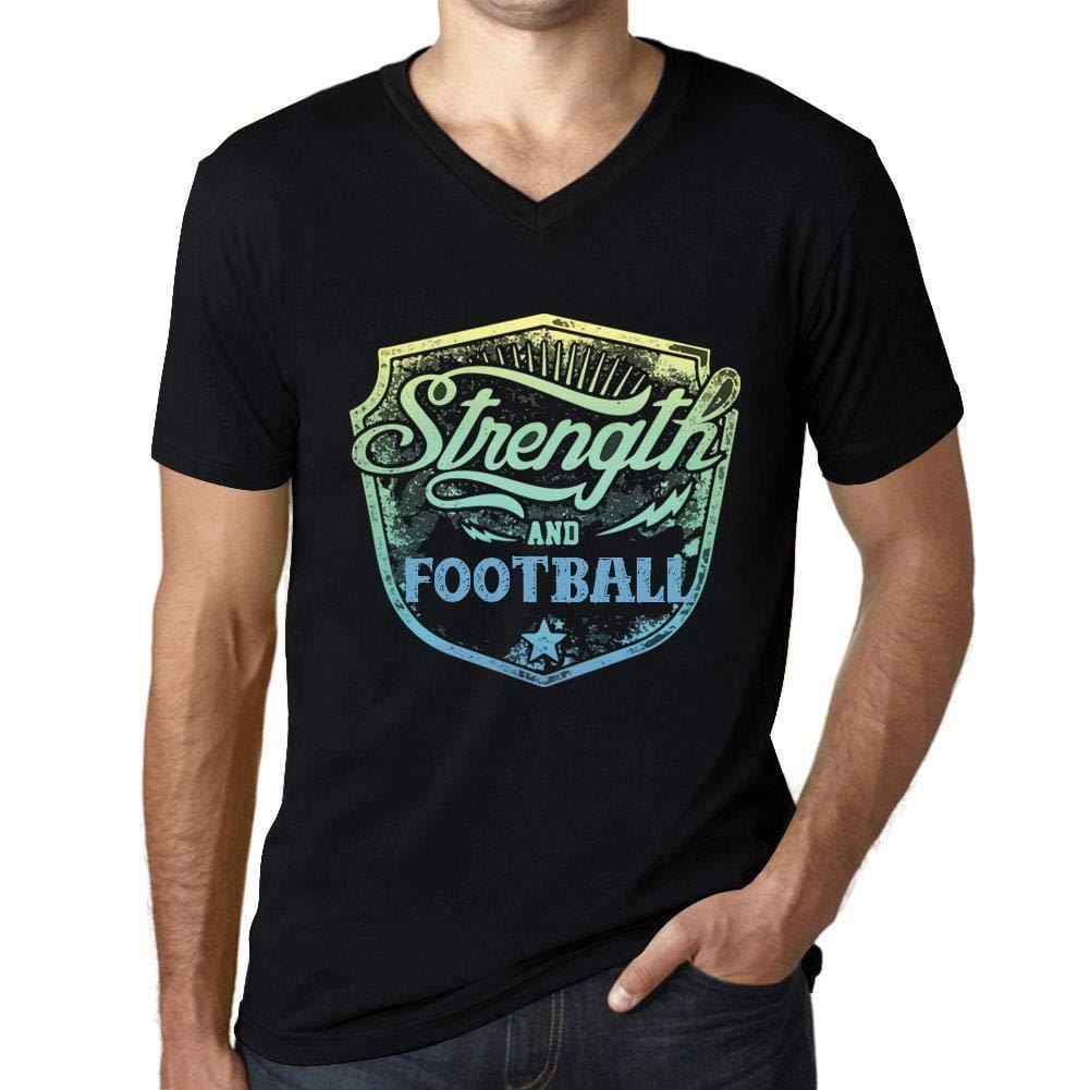 Homme T Shirt Graphique Imprimé Vintage Col V Tee Strength and Football Noir Profond