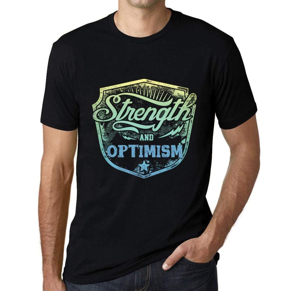 Homme T-Shirt Graphique Imprimé Vintage Tee Strength and Optimism Noir Profond