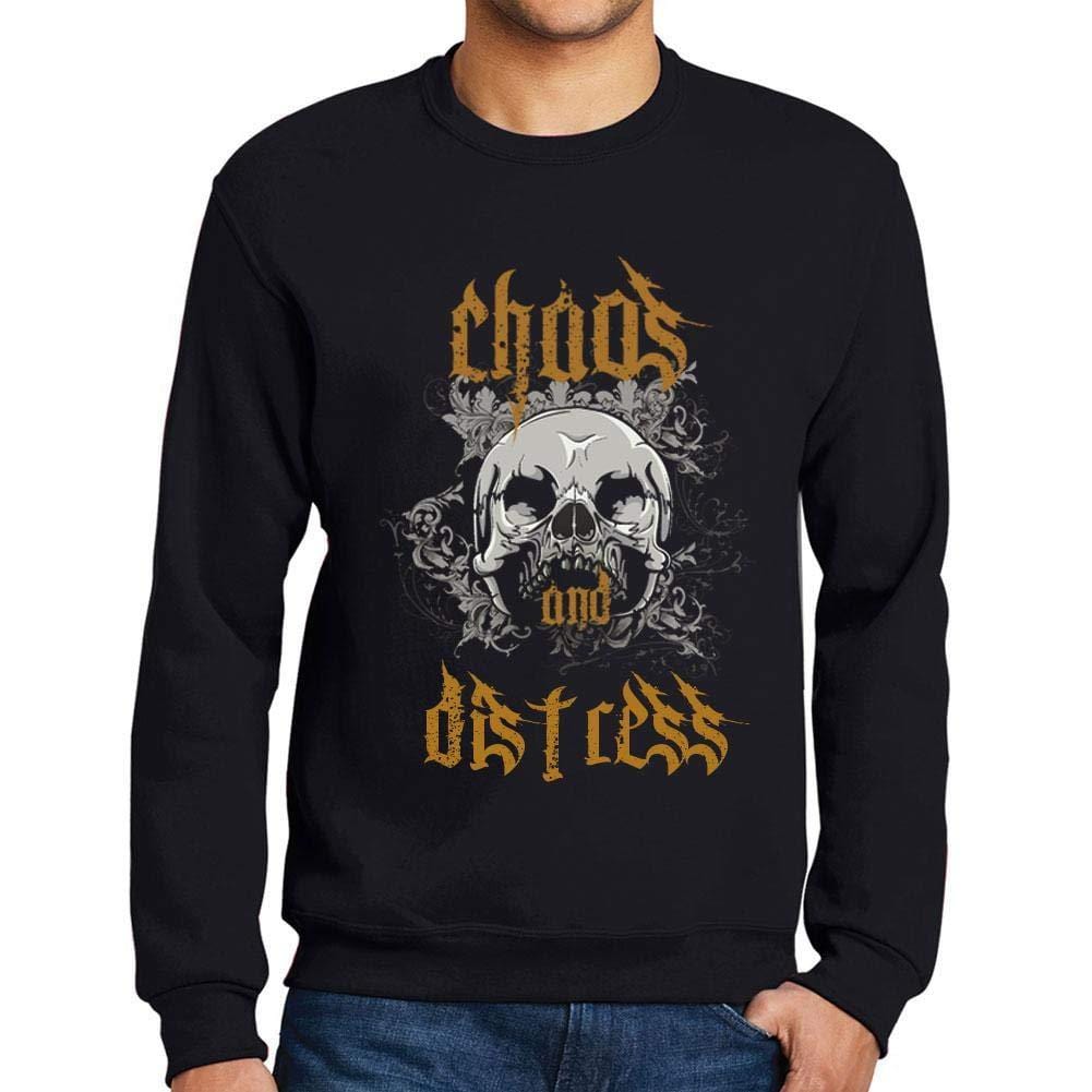 Ultrabasic - Homme Imprimé Graphique Sweat-Shirt Chaos and Distress Noir Profond