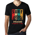 Men's Graphic T-Shirt V Neck Surf Summer Time SYRACUSE Deep Black